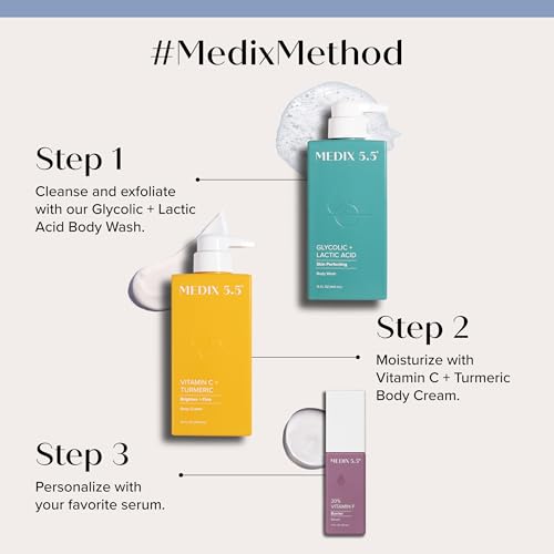 MEDIX Vitamin C Cream + Niacinamide Brightening Body Lotion | Anti Aging Moisturizer Vitamin C Lotion For Women & Men To Soften The Look Of Dark Spots, Wrinkles, & Uneven Looking Skin Tone, 15 Fl Oz