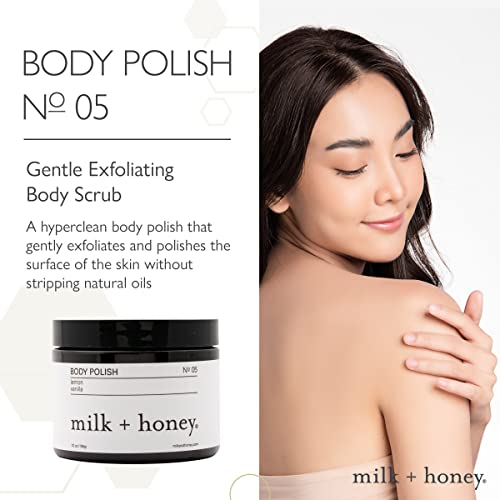 milk + honey Exfoliating Body Polish No. 5-Sea Salt & Sugar Body Scrub,7oz