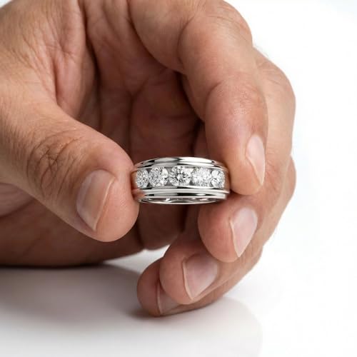 P3 POMPEII3 Pompeii Men's 2Ct Diamond Accented Wedding Anniversary Ring 10k Gold Lab Grown - Size 12 (F/G,VS1-VS2)