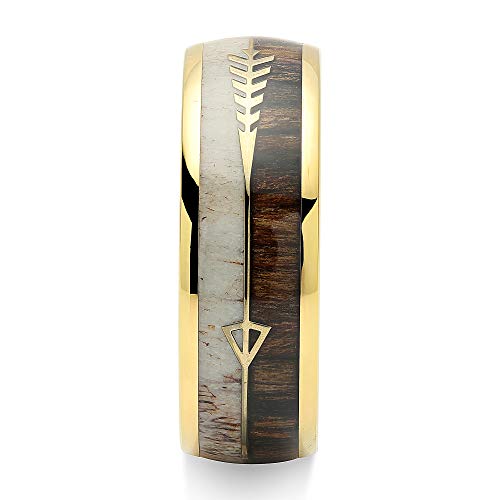 100S JEWELRY Tungsten Ring for Men Women Wedding Band Elk Deer Antler Koa Wood Inlaid Engagement Size 6-16 (Tungsten, 6)