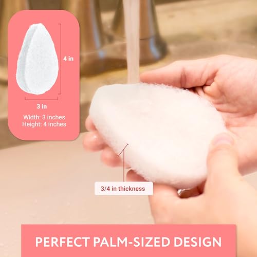 IMPRESA Facial Sponge - Daily Deep Cleansing Face Scrubber - Gentle Exfoliating Pads for Dead Skin Removal - Reusable Face Scrub Pads for Normal to Oily Skin (White, Regular)