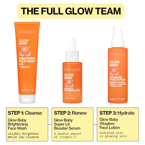 Pacifica Vitamin C Serum for Face – Glow Baby Brightening Facial Serum with Glycolic Acid – Vitamin C Booster Skin Care, Dark Spot Corrector, Vegan Skincare for Glowing Skin, Dermatologist Tested