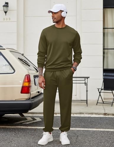 COOFANDY Men's 2 Piece Tracksuit Sets Crewneck Athletic Sweatsuit Jogging Pullover Shirts Long Sleeve Casual Sports Outfits