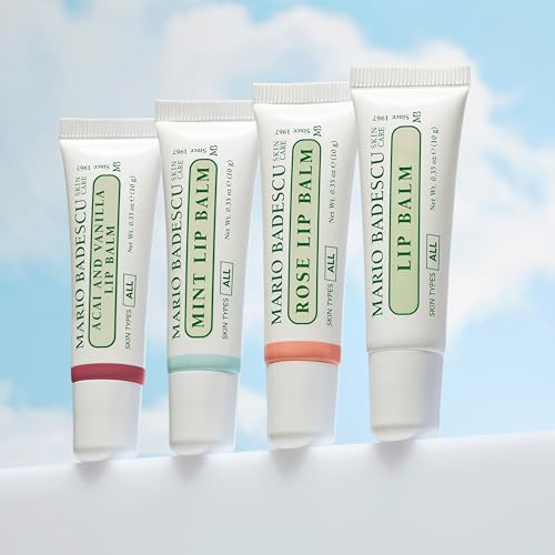 Mario Badescu Moisturizing Rose Lip Balm for Dry Cracked Lips, Infused with Coconut Oil and Shea Butter, Ultra-Nourishing Lip Care Moisturizer for Soft, Smooth and Supple Lips, 0.35 Oz