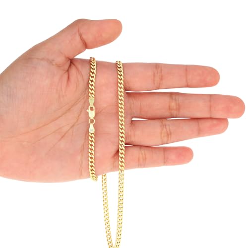 Nuragold 14k Real Yellow Gold Miami Cuban Lightweight Link 4mm Chain Necklace (16"-30") Italian Jewelry for Men & Women - 22"