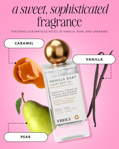 Truly Beauty Vanilla Baby Luxury Body Oil | Hydrating Shimmer Oil for Glow