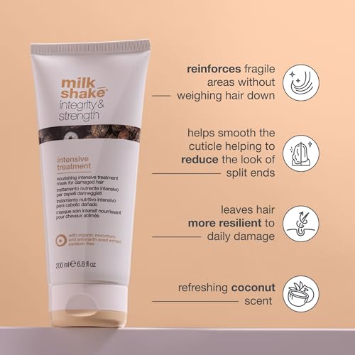 milk_shake Integrity & Strength Intensive Treatment | Deep-strengthening treatment for dry, damaged hair | with amaranth seed extract & muru muru butter to nourish, fortifiy & protect hair, 16.8 fl oz