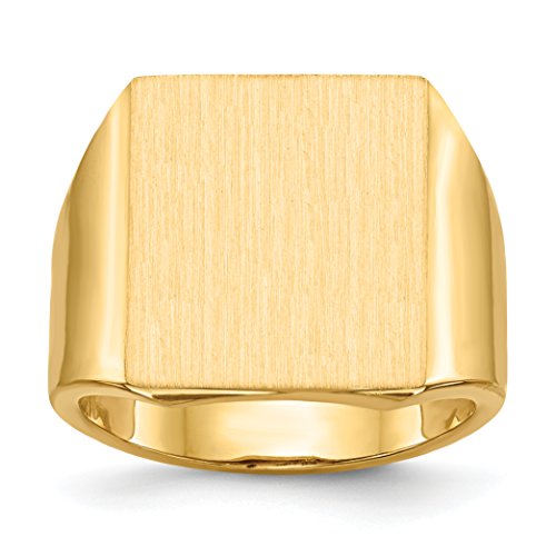 14K Yellow Gold 15.5x17.5mm Rectangle Open Back Mens Signet Ring