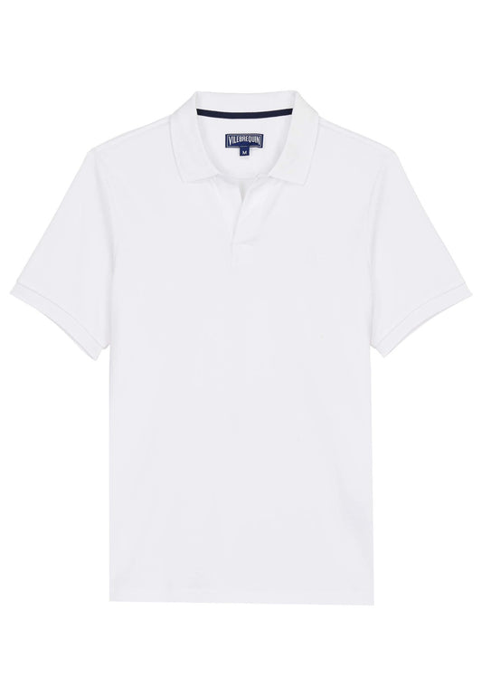 Vilebrequin Men Organic Cotton Pique Polo Shirt Solid, White, 5XL