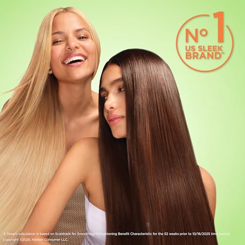 Garnier Fructis Sleek & Shine Anti-Frizz Hair Serum for Frizzy, Dry Hair, Leave-In Argan Oil Infused Formula with Up to 72HRs of Frizz Control, Smooths Flyaways & Boosts Hair Shine, 5.1 Fl Oz (2 Pack)