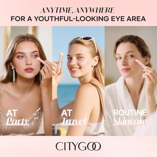 CITYGOO Caffeine Eye Cream Stick: Anti-Aging Firming & Dark Circles Moisturizing Balm for Puffiness & Eye Bags - Travel-friendly for Women (Caffeine Pink 3g)