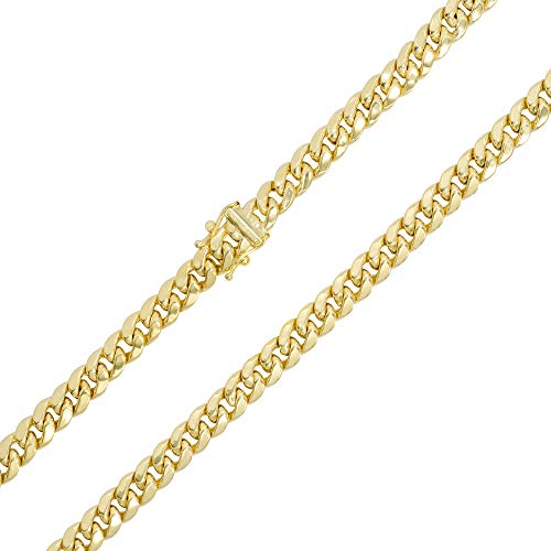 Nuragold 10k Real Yellow Gold Miami Cuban Link 6.5mm Chain Italian Necklace - 20"