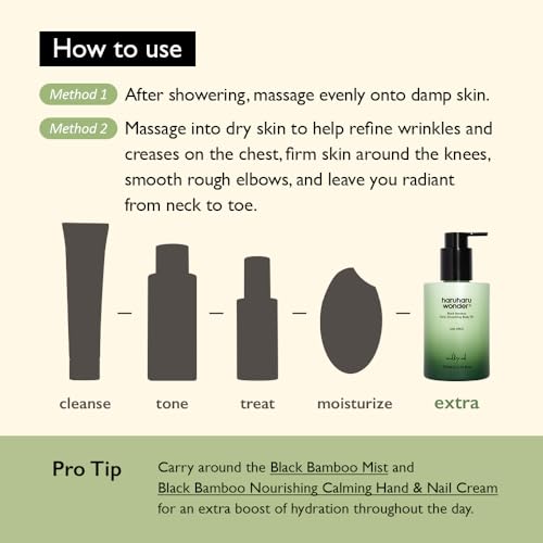 HARUHARU Black Bamboo Daily Smoothing Body Oil, 6.76 fl.oz, Korean, Vegan