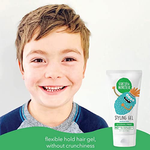 Fresh Monster Kids Hair Styling Gel, Medium Hold, Alcohol-Free, 6 oz