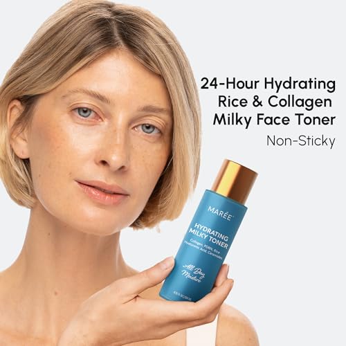 MAREE Hydrating Milky Toner for Face with Rice Ferment, Niacinamide & Collagen – Korean Milk Skin Toner Essence with PDRN, Hyaluronic Acid & Ceramides for Skin Barrier Repair, Daily AM & PM Skincare