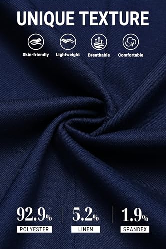 COOFANDY Men's Casual Blazer Sport Coats Lightweight Big and Tall Suit Jackets Two Button Linen Business Blazer A-Navy Blue