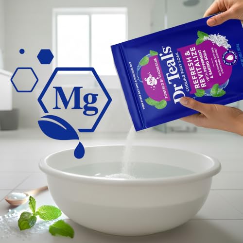 Dr Teal's Pure Epsom Salt Cooling Foot Soak, Refresh & Revitalize with Peppermint & Baking Soda, 2 lbs