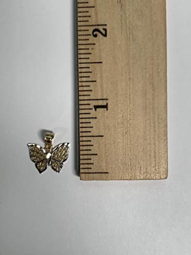 10k Solid Real Gold Two Tone Butterfly Pendant Necklace with Gold Chain, Symbol of Change and Hope Animal Charm Jewelry Gifts (Yellow-Gold, 0)