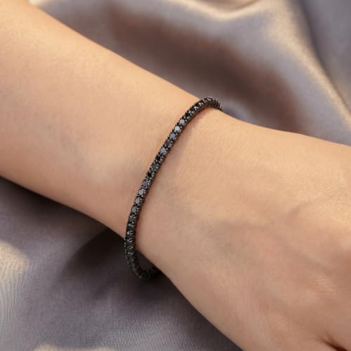 Pompeii 4ct Black Diamond Tennis Bracelet 14K Black Gold 7"