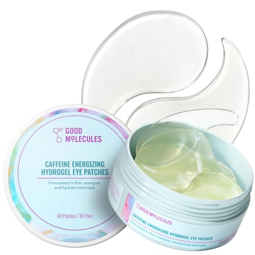 Good Molecules Caffeine Energizing Hydrogel Eye Patches - Eye Mask with Hyaluronic Acid Hydrate and Reduce Puffiness - Pack of 30, Skincare for Face