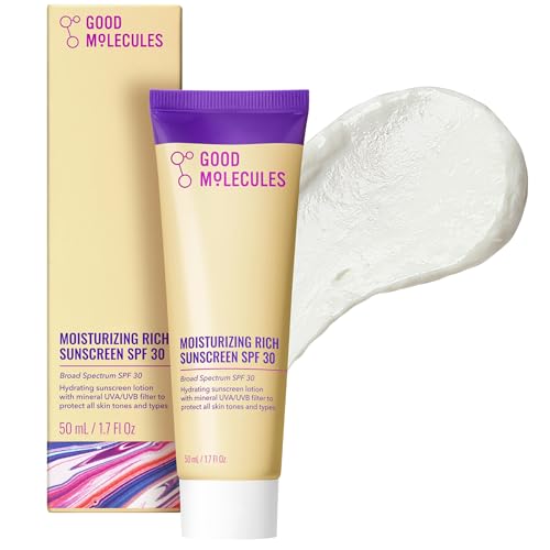 Good Molecules Moisturizing Rich Face Sunscreen Broad Spectrum SPF 30, 1 oz