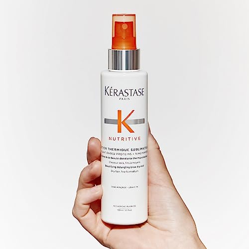 KERASTASE Nutritive Heat Protecting Spray | Nourishing Heat Protectant for Dry Hair | Detangle, Reduce Frizz & Fly-aways | For Fine to Medium Dry Hair | Lotion Thermique Sublimatrice | 5.1 Fl Oz