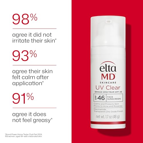 EltaMD UV Clear Untinted Face Sunscreen with Zinc Oxide, SPF 46, 1.7 oz