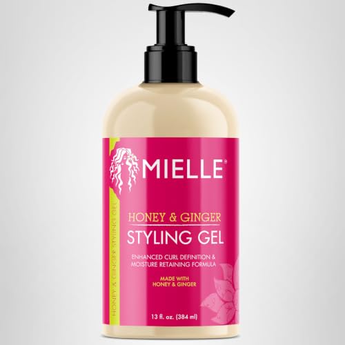 Mielle Organics Honey & Ginger Hair Gel - Styling Gel for Enhanced Curl Definition and Frizz Reduction - Enriched with Aloe & Babassu Oil to Nourish Dry, Curly or Frizzy Hair (13 Fl Oz)