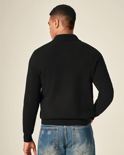 KVSS Men's Mock Neck Half Zip 100% Pure Cashmere Sweater, Pullover Cashmere Sweaters for Mens | Luxury from Inner Mongolia