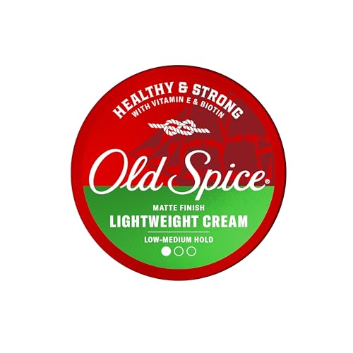 Old Spice Mens Hair Cream, Lightweight Cream, Healthy & Strong with Vitamin E & Biotin, Mens Hair Styling, Low-Medium Hold, Matte Finish, 2.22 oz