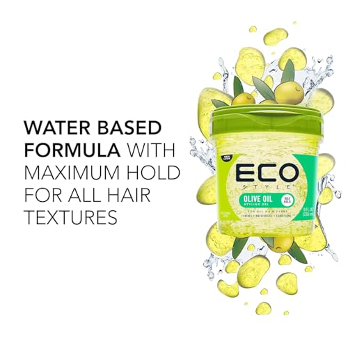 Eco Style Gel Olive Oil Styling - Adds Shine and Tames Split Ends - Delivers Moisture to Scalp - Nourishes And Repairs - Provides Weightless and Superior Hold - Ideal for all Hair - 8 oz