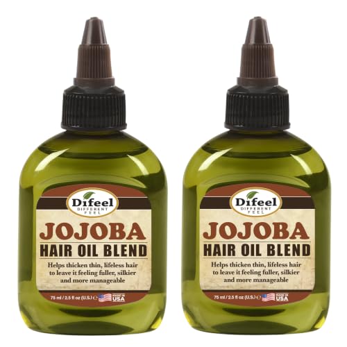 Difeel Jojoba Oil Hair Oil Blend - Travel Size 2.5 Ounce (2-Pack) - Adds Shine & Softness, Leave-In Hair Care Formula