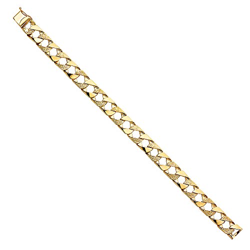 14k REAL Yellow Gold Men's Nugget Cuban Link Bracelet - 8.5"