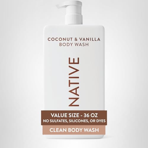 Native Body Wash for Women & Men, Coconut & Vanilla, 36 oz Pump Bottle, Sulfate-Free & Gentle