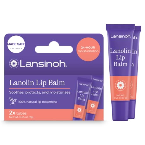 Lansinoh Lanolin Lip Balm, 2 Pack of 0.25 Ounces Each