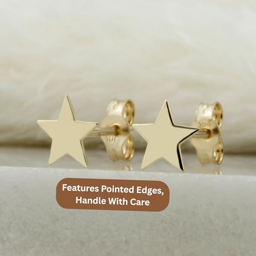 10k Solid Gold Ear Studs, Real Gold Stud Earrings, Dainty Gold Earrings, Minimalist Gold Ear Studs - Serena Sparkles (Star)