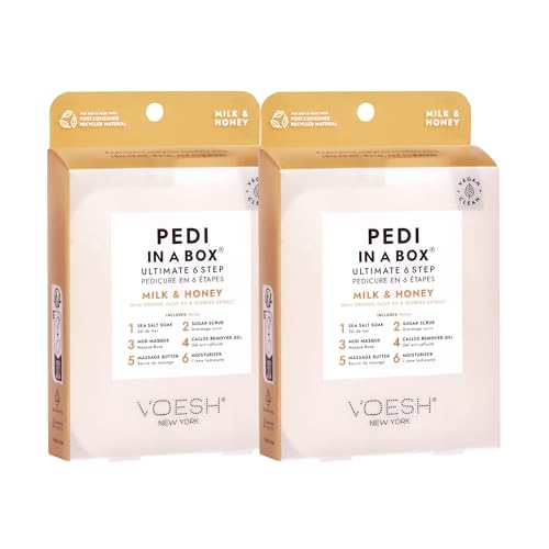 VOESH Pedi in a Box Ultimate 6 Step, Milk and Honey, Spa Pedicure, DIY Pedi, Home Pedicure Kit, Pedi in a Box, Pedicure, Foot Care, Pedi Products, Spa Care, Foot Spa