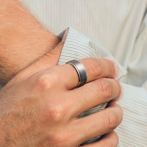 King Will Men Silver Tungsten Wedding Band 8mm Size 10.5