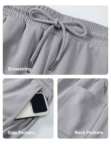 JMIERR Mens Baggy Sweatpants Drawstring Wide Leg Sweat Pants with Pockets Quiet Luxury Big and Tall, 3XL, Light Grey