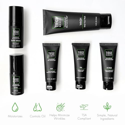 Tiege Hanley Anti-Aging Men's Skin Care Set, 30-Day, 6 Piece Kit