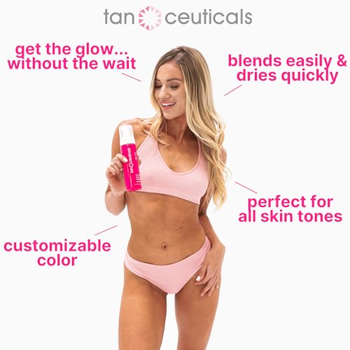 Tanceuticals Express Self Tanning Body Mousse - Fast Acting Self Tan Foam - Develops in 1-4 Hours, Natural Looking, Vegan & Cruelty Free - Sunless Tanner with Acai Berry, Pomegranate & Argan Oil