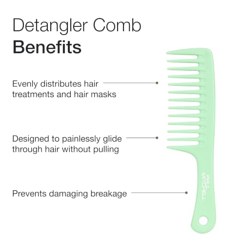 Paul Mitchell Detangler Comb, Wide Tooth Comb Detangles Wet or Dry Hair, Seafoam Green