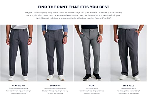 Haggar Men's Cool Right Performance Flex Solid Classic Fit Flat Front Pant-Reg. and Big & Tall Sizes, Black, 34W x 30L