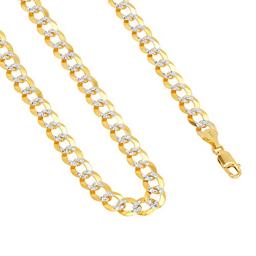 Nuragold 10k Real Yellow Gold Cuban Curb 10mm Solid Pave Chain Necklace - 24"