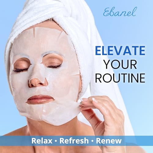 Ebanel 10-Pack Collagen Face Mask with Hyaluronic Acid, Vitamin C, Peptide