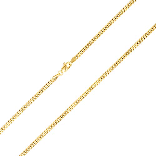 Nuragold 10k Real Yellow Gold Miami Cuban Link 3mm Chain Italian Necklace - 20"