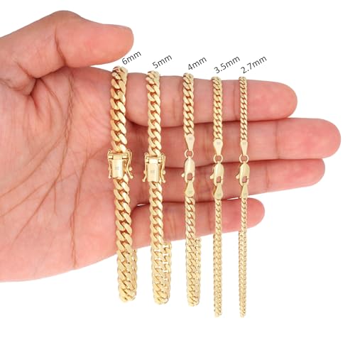 Nuragold 10K Real Yellow Gold Solid Miami Cuban Link Chain Italian Bracelet - 7.5",6mm