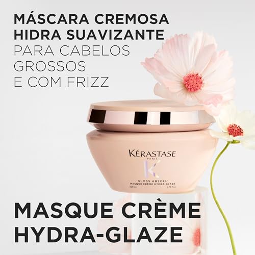 KÉRASTASE Gloss Absolu Masque Crème Hydra-Glaze, Deeply Nourishing Hair Mask for Thick, Frizzy Hair, for Anti-Frizz, Shine & Smoothness, with Hyaluronic Acid, 6.8 Fl Oz