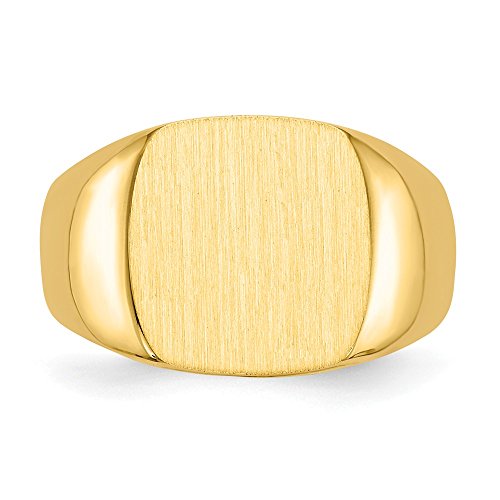 Size - 7.25 - Solid 14k Yellow Gold Men's Signet Engravable Plate Ring (4 to 12.7mm)