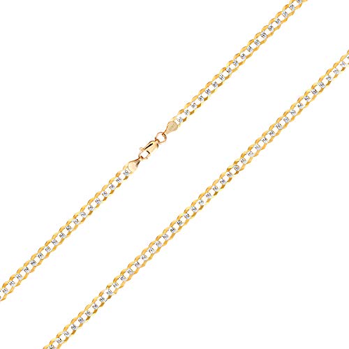 Nuragold 10k Real Yellow Gold Cuban Curb 5mm Solid Pave Chain Necklace - 26"
